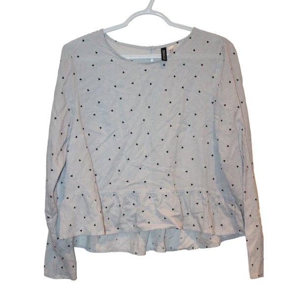 2/$20 🏷 H&M Striped Perplum Blouse Size M - Picture 1 of 3